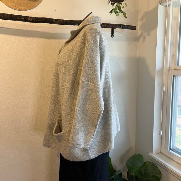 Look By M Gray Knit Soft Oversized Open Style Cardigan Sweater Pockets One Size - Picture 4 of 12